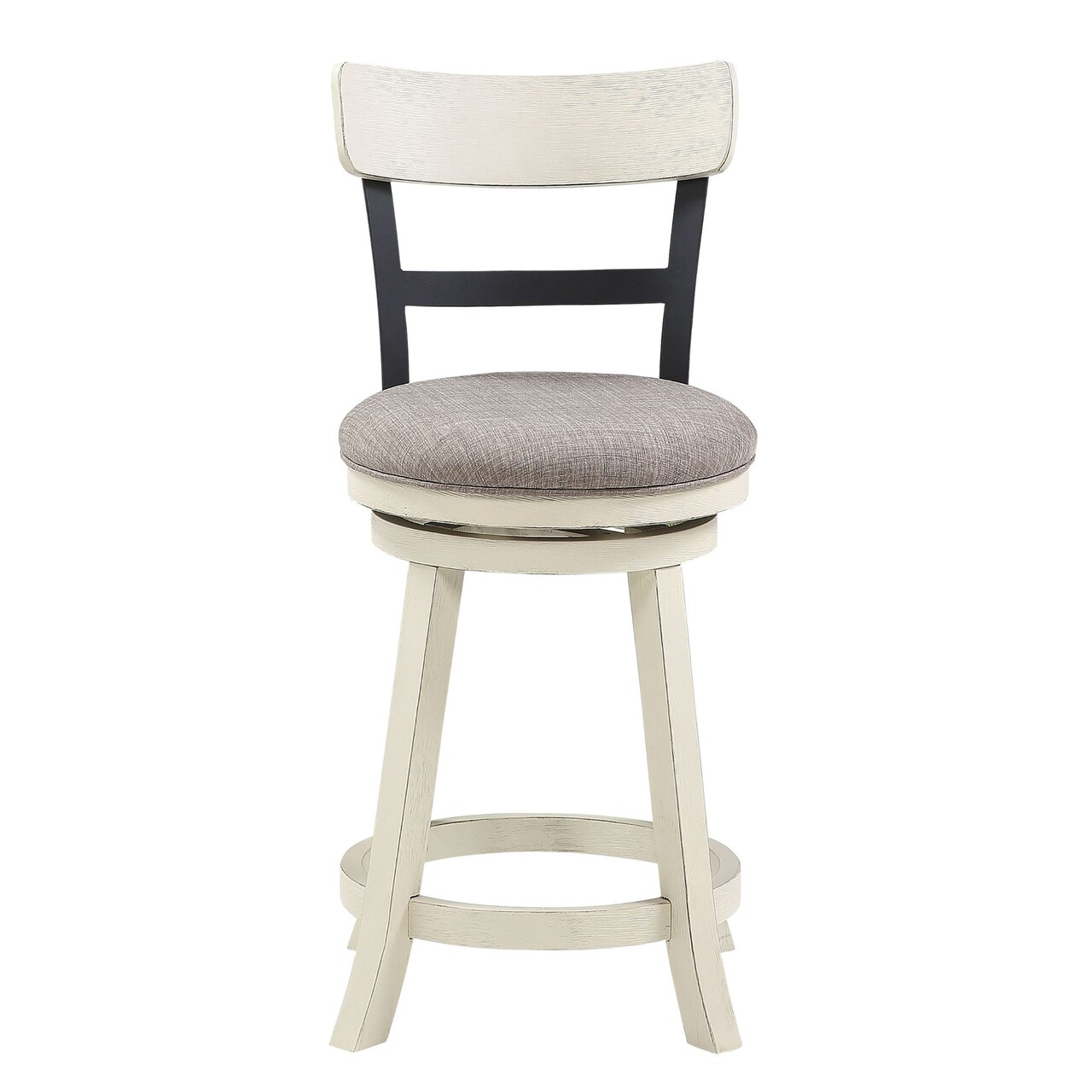 Contemporary Home Living 36.5" White and Black High Back Bar Stool with Swivel Seat